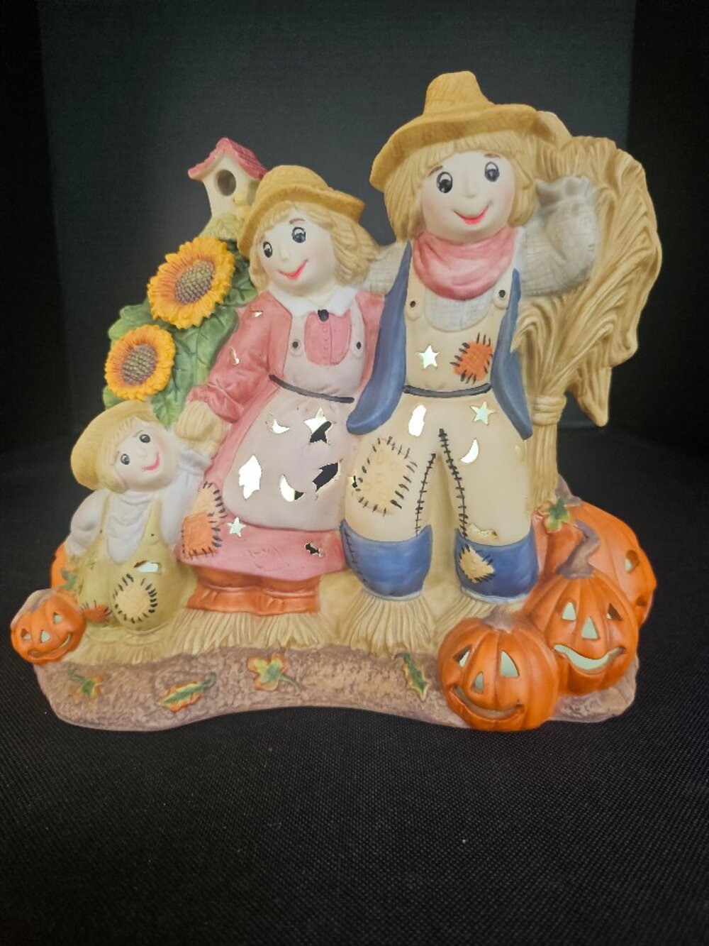Party Lite Scarecrow Family Tea Light Holder Item # P7323 Retired In Box MINT